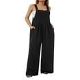 thumbnail image 2 of Wide Leg Overalls for Women Sleeveless Jumpsuits Suspender Overalls with Pockets, 2 of 5