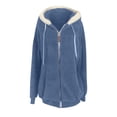 thumbnail image 4 of CEHVOM Women Plus Size Winter Warm Loose Plush Zip Hooded Jacket Coat, 4 of 5