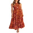 thumbnail image 1 of Femmes Été Crossover Licol Cou Sans Manches Plaid Coupé Dos Flowy une Ligne Maxi Robe Rose XL, 1 of 7