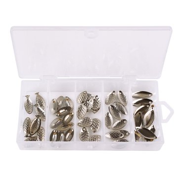 Lefu 50pcs Fishing Spinner Blades Fly hook Spoon Lures Rings Artificial Craft