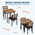 thumbnail image 3 of 3-Piece Retro Dining Set for 4 - Space-Saving Table & 2 Upholstered Benches, Chamfer Design Metal Frame Kitchen Furniture for Small Spaces/Apartments, 3 of 8