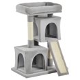 thumbnail image 1 of CoSoTower Plush Cat Tree Tower Activity Center with Sisal Scratching Post Scratching Board Perch Condo, Light Grey, 1 of 7