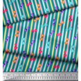 thumbnail image 2 of Soimoi Green Poly Georgette Fabric Heart Stripe Print Fabric by the Yard 52 Inch Wide, 2 of 2