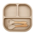 thumbnail image 1 of Hearth & Gear Silicone Divided Tableware Set For Dining Table Food Serving Tray With Utensil Holder Durable Kitchen Dish For Meals round Table Place Mats River Plate Mate Set round Table Mats Color, 1 of 3