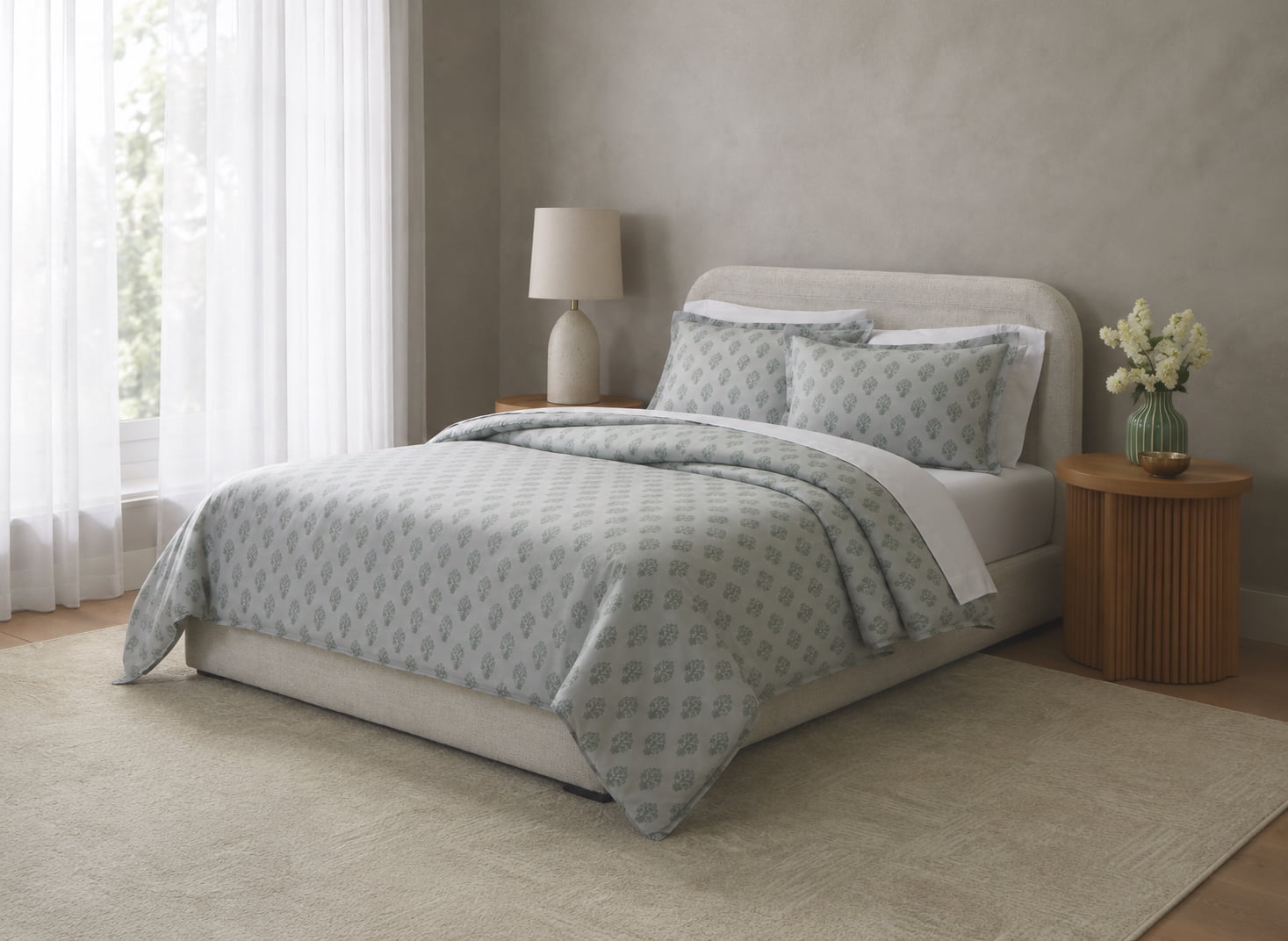 Better Homes & Gardens Block Floral 3-Piece Printed Comforter Set, Adult Double/Queen