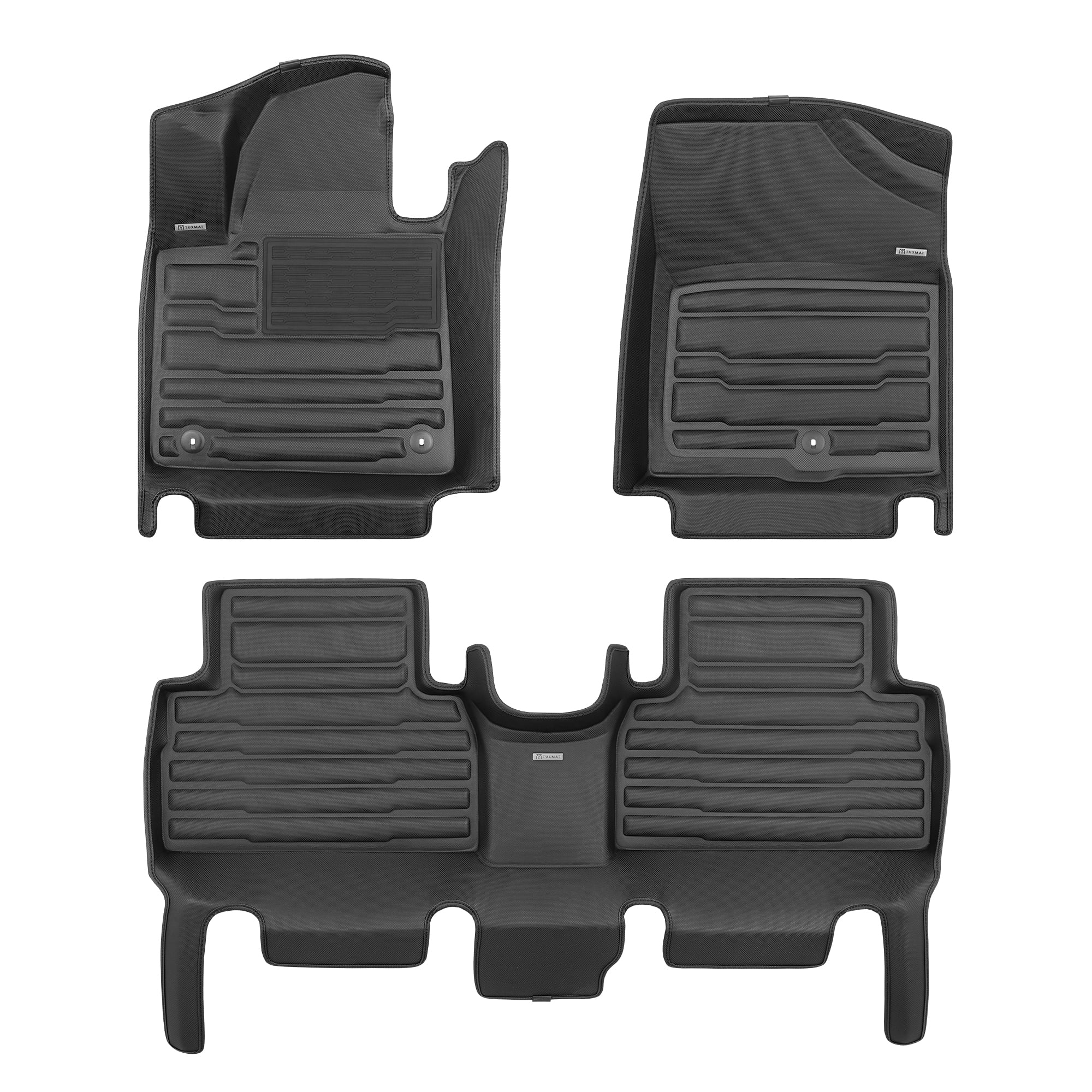 TuxMat - For Hyundai Santa Fe 2021-2023 Models - Custom Car Mats - Maximum Coverage, All Weather, Laser Measured - This Full Set Includes 1st and 2nd Rows