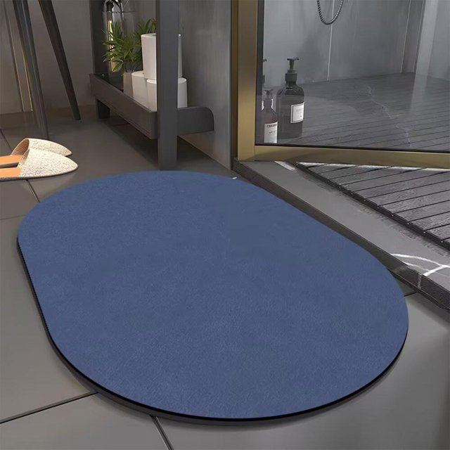Feltree Premium Diatomite Bath Mat for Bathroom, Non-Slip Absorbent Floor Mat, Fast Drying, Oval Shape, 16x24 Inches