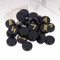 thumbnail image 4 of 25Pcs Meditation Stone Set, Glossy Appearance Widespread Use Positive Energy Spiritual Black Engraved Rune Stones Kit for Divination Meditation, 4 of 7
