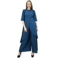 thumbnail image 1 of Phagun Vêtements Indiens Kurta Kurti Asymétrique Uni Bleu Sarcelle avec Pantalon Palazzo-18, 1 of 6
