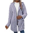 thumbnail image 1 of KIHOUT Womens Winter Long Sleeve Solid Fuzzy Fleece Open Front Button Hooded Cardigans Jacket Coats Outerwear, 1 of 9