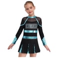 thumbnail image 1 of RUNQHUI Filles Enfants Paillettes Manches Longues Robe de Danse Ballet Uniforme d'Équipe Compétition Encouragement Danse Noir&Bleu Vert 8, 1 of 7