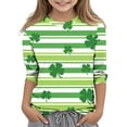 thumbnail image 1 of Tauxra Chandail de la Saint-Patrick pour Adultes, Chandail à Col Rond Imprimé à Manches 3/4, T-Shirt Décontracté à Manches Longues avec Graphique de Trèfle pour Activités Festives, 1 of 6
