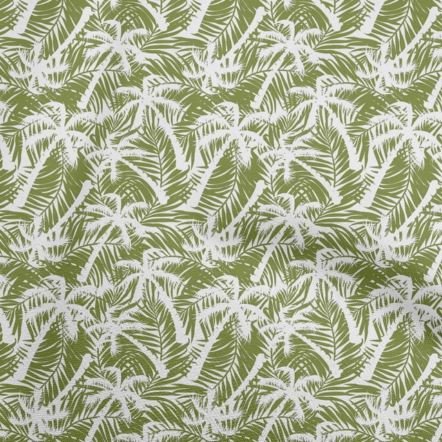 oneOone Cotton Poplin Olive Green Fabric Tropical Palm Tree Craft Projects Decor Fabric Printed By The Yard 56 Inch Wide