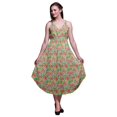 thumbnail image 1 of Bimba Robe Midi d'Été Imprimée à Fleurs pour Femmes, Col en V, Tenue de Vacances - TTTG, 1 of 1