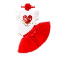thumbnail image 1 of FhsagQ Ensembles pour Filles Robe de la Saint-Valentin pour Bébé Robe à Petites Manches Volantées Robe de Princesse Ensemble 3 Pcs Fille Tenues de Printemps Taille 6/7 Pâques Rouge Melon D\'eau 6 m, 1 of 6