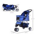 thumbnail image 3 of PawHut Deluxe 3 Wheels Pet Stroller with Brake, Canopy, Cupholders (Blue), 3 of 10