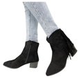 thumbnail image 2 of B91xZ Chaussures d'Automne Femmes Mode Semelle Crantée Talon Épais à Enfiler Bottines Élastiques, Noir 9.5, 2 of 5