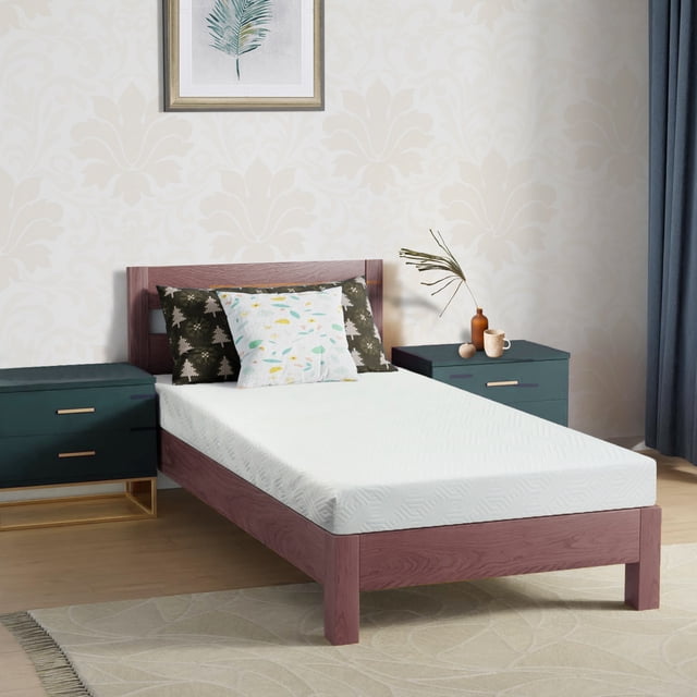 ViscoLogic Simple - Matelas Simple en Mousse de Haute Qualité, Réversible et Rabattable, Affiché sur un Cadre de Lit en Bois dans une Chambre Lumineuse et Invitante. le Matelas Présente une Housse à Fermeture Éclair Lavable et Douce pour la Peau et une construction en Mousse de Fermeté Moyenne, Idéal pour Lits Superposés, Lits Gigognes, Lits d'Invités et Lits de Caravane. avec une Hauteur de 5 Pouces, Il Est Certifié CertiPUR-US® pour la Durabilité et les Normes d'Émissions. Conception Économique et Rabattable Assure une Durée de Vie