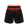 thumbnail image 2 of zdhoor Kids Boys Boxing Trunks Metallic Color Block Side Split Satin Shorts for Boxer Fighting Training Red&Gold 8, 2 of 4