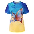 thumbnail image 4 of SMihono Hauts pour Femmes Été Chic Décontracté Mode Féminine Imprimé Col Rond Ample Manches Courtes T-shirt Chandail Hauts Blouse T-shirt Oversize pour Femmes 2023, 4 of 6