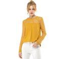 thumbnail image 3 of INSPIRE CHIC Blouses Décontractées pour Femmes à Col Rond en Dentelle Florale à Manches Longues en Chiffon Hauts L Jaune, 3 of 8