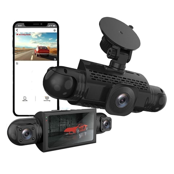 Danhjin Dash Cam 4-Way Dash Camera 3-Inch High-Definition 1080P Front Rear Left Right 360 Degree Panoramic Video Tape Wifi In Car Dvr