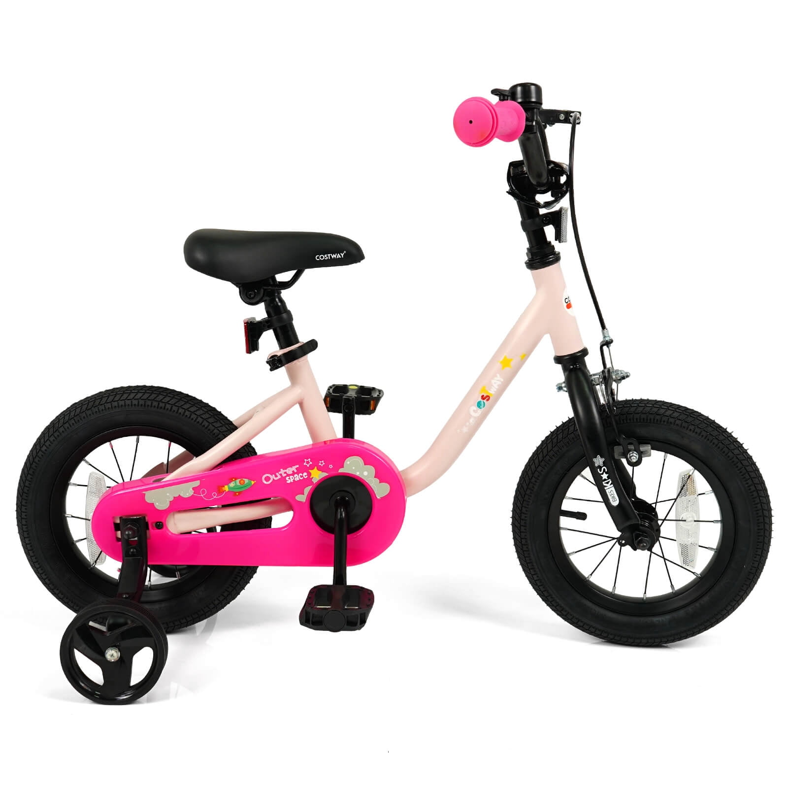 Costway 12-Inch Kids Bicycle with Adjustable Seat Front Handbrake & Coaster Brake