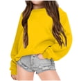 thumbnail image 2 of lcziwo Children Sweatshirt Crewneck,Kids Basic Soild Pullover Oversize Casual Tunic Drop Shoulder Long Sleeve Shirt Fall Winter Fashion no Hood Yellow,6 Years, 2 of 4