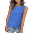 thumbnail image 4 of Liquidation! Hauts Grande Taille pour Femmes, Blouse à Manches Courtes d'Été pour Femmes, Haut Décontracté Ample Sans Manches à Col Rond, 4 of 5