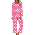 thumbnail image 1 of TIMIFIS Ensemble de Détente pour Femmes - Saint-Valentin, Mignon Imprimé de Cœurs, Col Rond, Manches Longues avec Pantalon, Ensembles de Pyjamas - Ensembles de Pyjama pour Femmes 2 Pcs, 1 of 3