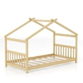 thumbnail image 1 of Costway Lit Cabane Format Simple avec Toit, Lit Bas en Bois au Sol, Aucun Sommier Requis, Naturel, 1 of 10