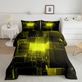 thumbnail image 1 of YST Fluorescent Yellow Geometric Comforter Set Full Size 3D Stereoscopic Square Bedding, Glowing Neon Geometry Bedding Comforter Sets Soft Microfiber Modern Abstract Quilt with 2 Pillowcases, 1 of 5