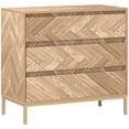 thumbnail image 1 of HOMCOM Commode, Commode à 3 Tiroirs à Chevrons pour Couloir, Bois Naturel, 1 of 10