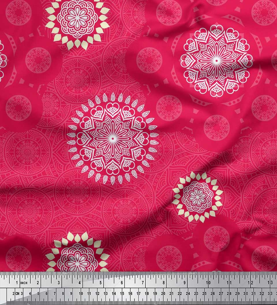 Soimoi Moss Georgette Fabric Mandala Ethnic Print Sewing Fabric Yard 42 Inch Wide