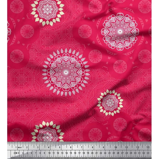 Soimoi Moss Georgette Fabric Mandala Ethnic Print Sewing Fabric Yard 42 Inch Wide