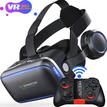 GRM Lunettes VR avec Télécommande, Lunettes 3D Casque de Réalité Virtuelle pour Jeux VR Films 3D