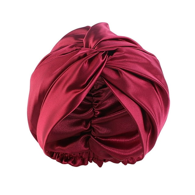 MesaSe Adjustable Satin Faux Silk Bonnet Front Knot Back Adjustable Buckle Large Long Curly Hair Wrap Elastic Drawstring Beauty Hat