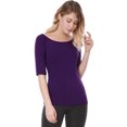 thumbnail image 4 of INSPIRE CHIC T-Shirt Ajusté à Manches Mi-Longues à Encolure Dégagée pour Superposition pour Femmes, 4 of 6