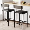 thumbnail image 1 of Ourlova Bar Stools Set of 2 - Kitchen Bar Stools with Footrest - PU Upholstered Counter Height Barstools - Bar Chairs with Back for Kitchen Island/Apartment/Counter Bar - Easy Assembly - Gray, 1 of 7
