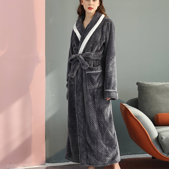 Gift TIMIFIS Mens Womens Robe Soft Plush Fleece Hooded Bathrobe, Full Length Long Warm Lounge Robe Spa Bath Robe with Hood pring/Summer