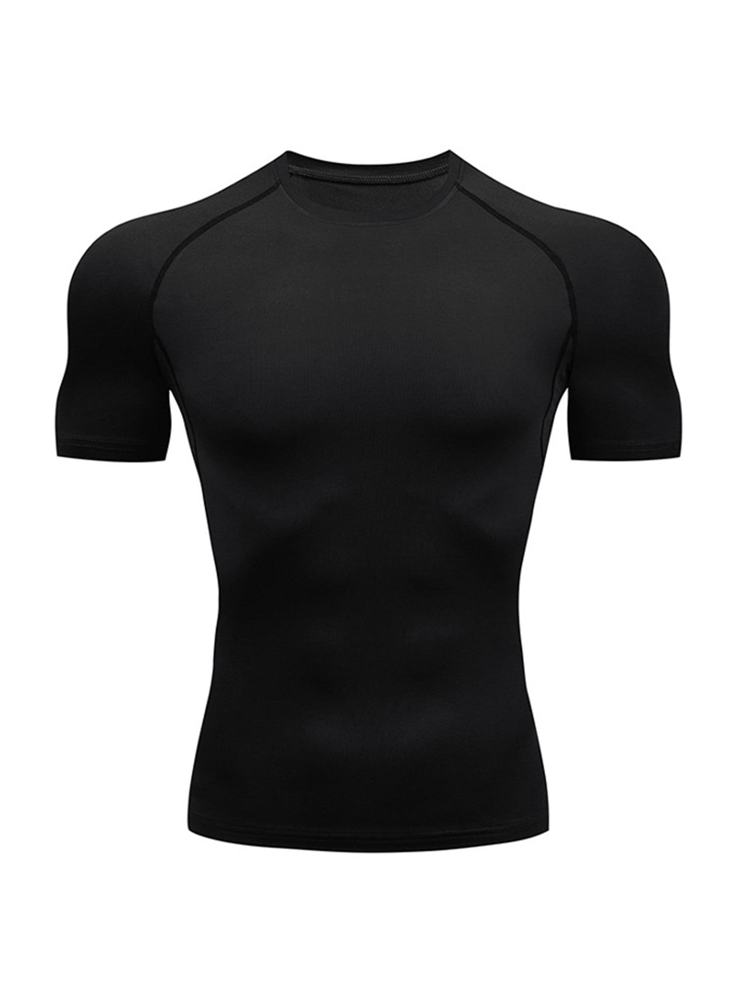 UKAP T-Shirts d'Été pour Hommes à Col Rond, Chandails de Compression à Manches Courtes, T-Shirt de Sport Respirant, T-Shirt de Musculation Noir P