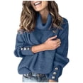 thumbnail image 1 of TIMIFIS Turtleneck Sweater Women Oversized Sweaters Fall Long Sleeve Spilt Hem Tunic Pullover Sweater Knit Tops Ribbed Knit Pullover Sweater Jumper Tops OuterwearFall/Winter, 1 of 5