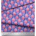 thumbnail image 2 of Soimoi Tissu Poly Georgette Rayé & Rose Imprimé Floral 1 Yard 52 Pouces de Large, 2 of 3