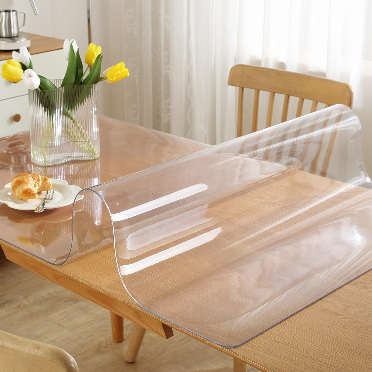 ORUYROP Custom 47 x 26 Inch Clear Table Cover Protector, 1.5mm Thick Plastic Table Protector, Clear Desk Pad Mat for Coffee Table, Writing Desk, Clear, PVC, Table Protector