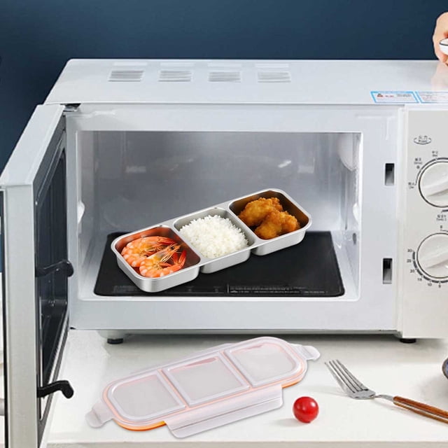 Contenant à Condiments à Trois Compartiments en Acier Inoxydable Réutilisable Collation pour Préparation de Repas Voyage Camping Extérieur Rangement de Cuisine