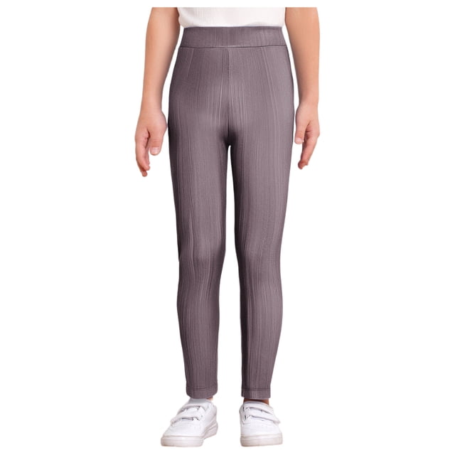 MSemis Girls Jazz Dance Leggings Metallic Ribbed Elastic Waistband Solid Color Toursers for Hip-hop Performance Pink 150