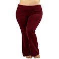 thumbnail image 3 of CHUANK Womens & Plus Stretch Cotton Fold-Over High Waist Bootcut Workout Flared Yoga Pants, 3 of 3
