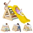 thumbnail image 1 of Gymax 4 in 1 Wooden Climbing Triangle Set Triangle Climber w/ Ramp Patented Multi-color, 1 of 8