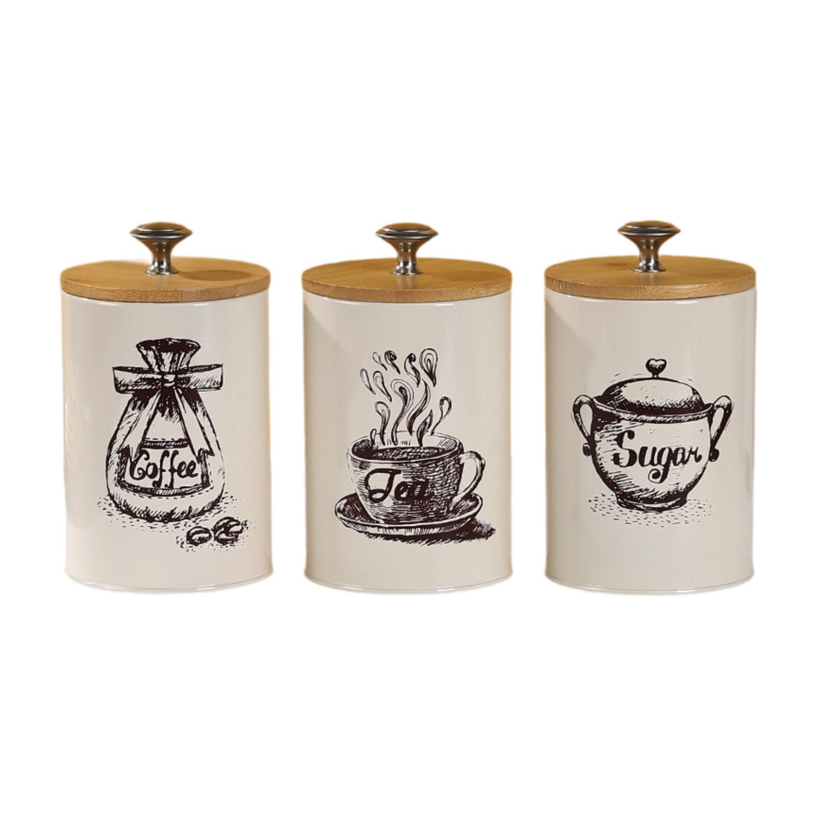 Siruishop Ensemble de 3 Pcs de Contenants de Cuisine Simples et Modernes pour Café Thé Sucre, Peints