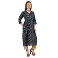 thumbnail image 2 of Moomaya Kurti Ligne A en Rayonne à Manches 3/4 Tunique Imprimée en Rayonne Robe Kurta Ethnique pour Femmes, 2 of 7
